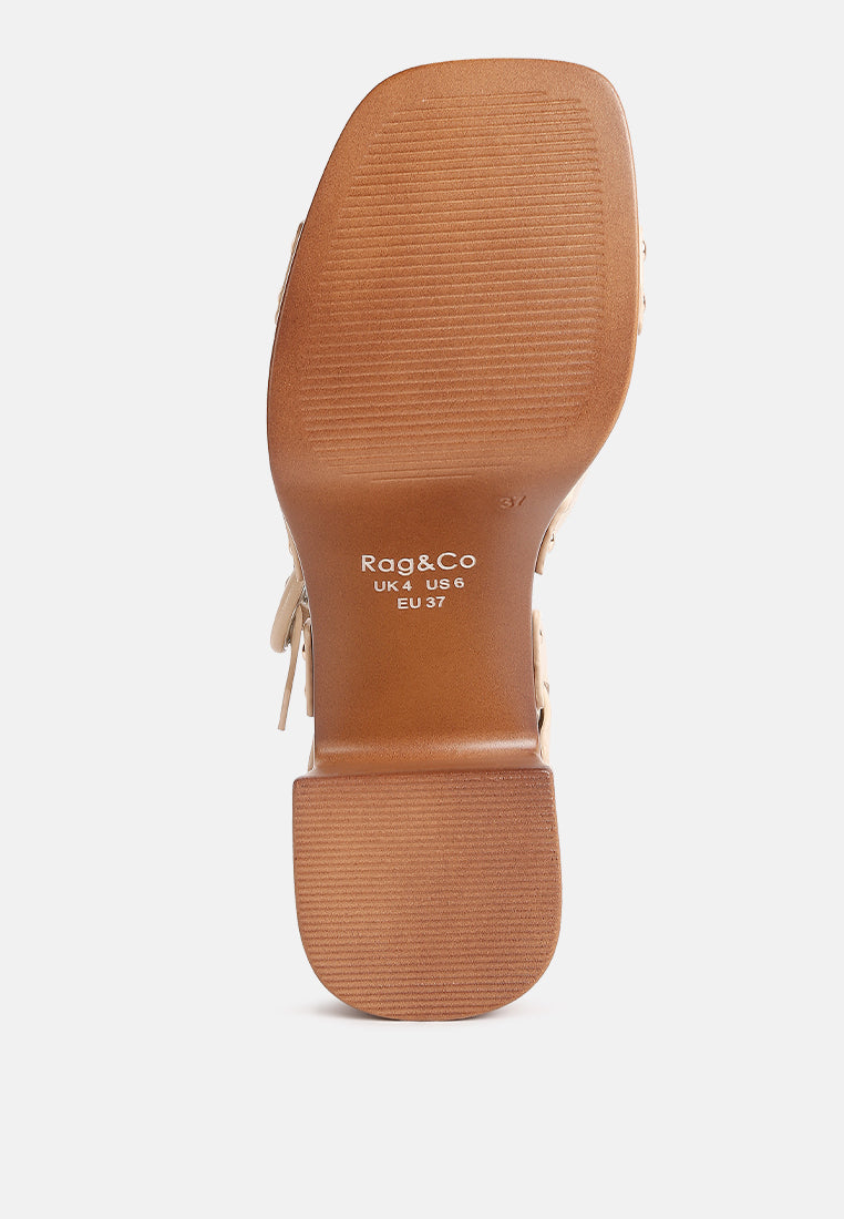  CRISTINA Cross Strap Embellished Heels In Beige