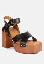  CRISTINA Cross Strap Embellished Heels In Black