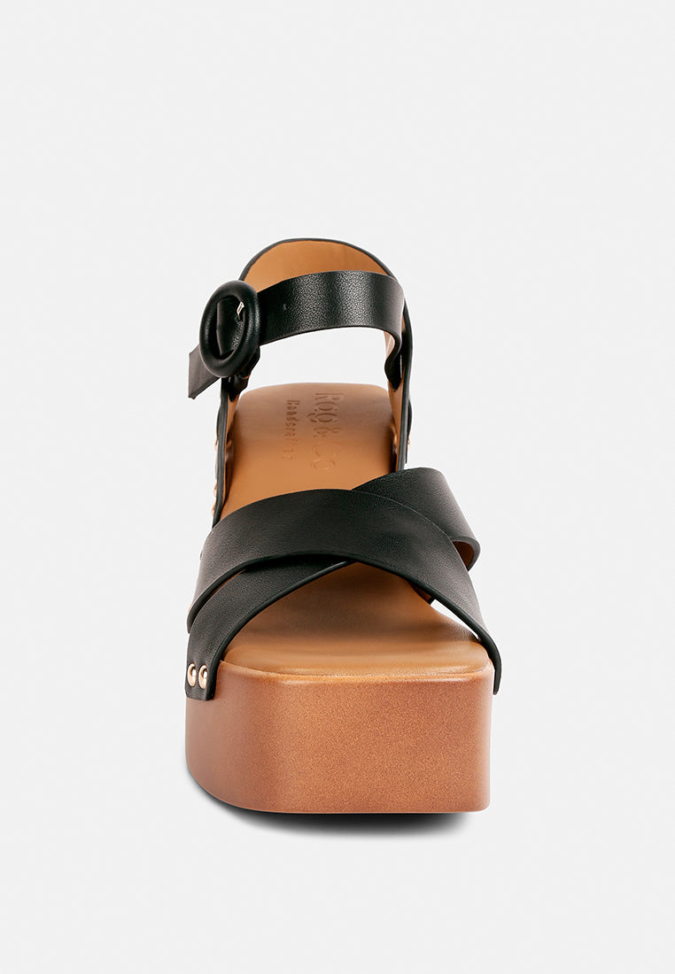  CRISTINA Cross Strap Embellished Heels In Black