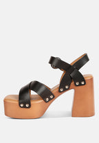  CRISTINA Cross Strap Embellished Heels In Black