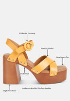  CRISTINA Cross Strap Embellished Heels In Light Tan