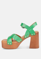  CRISTINA Cross Strap Embellished Heels In Green