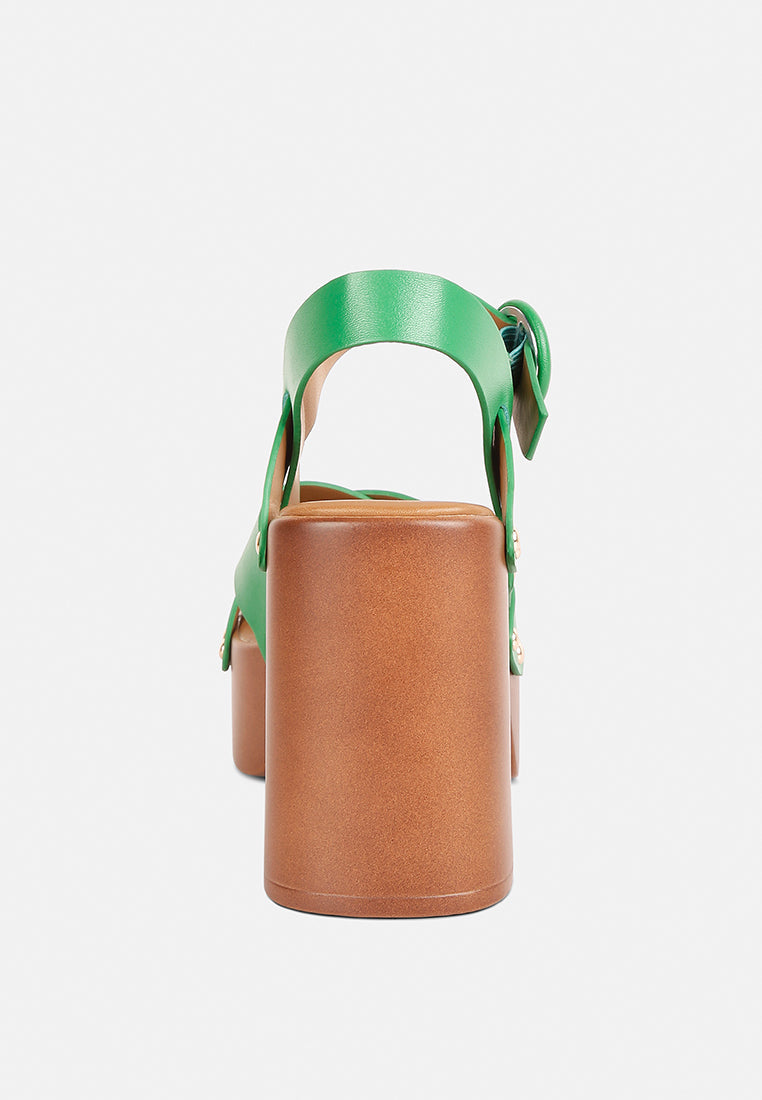  CRISTINA Cross Strap Embellished Heels In Green