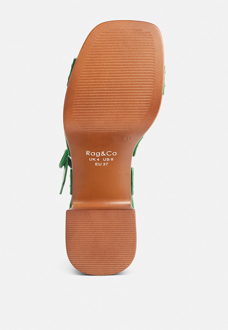 CRISTINA Cross Strap Embellished Heels In Green