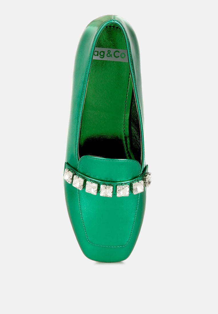  Celosia Metallic Diamante Strap Loafers