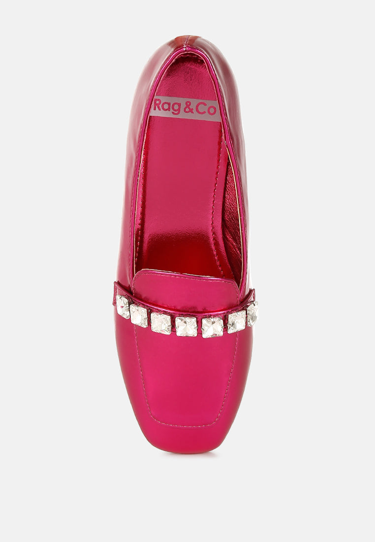  Celosia Metallic Diamante Strap Loafers