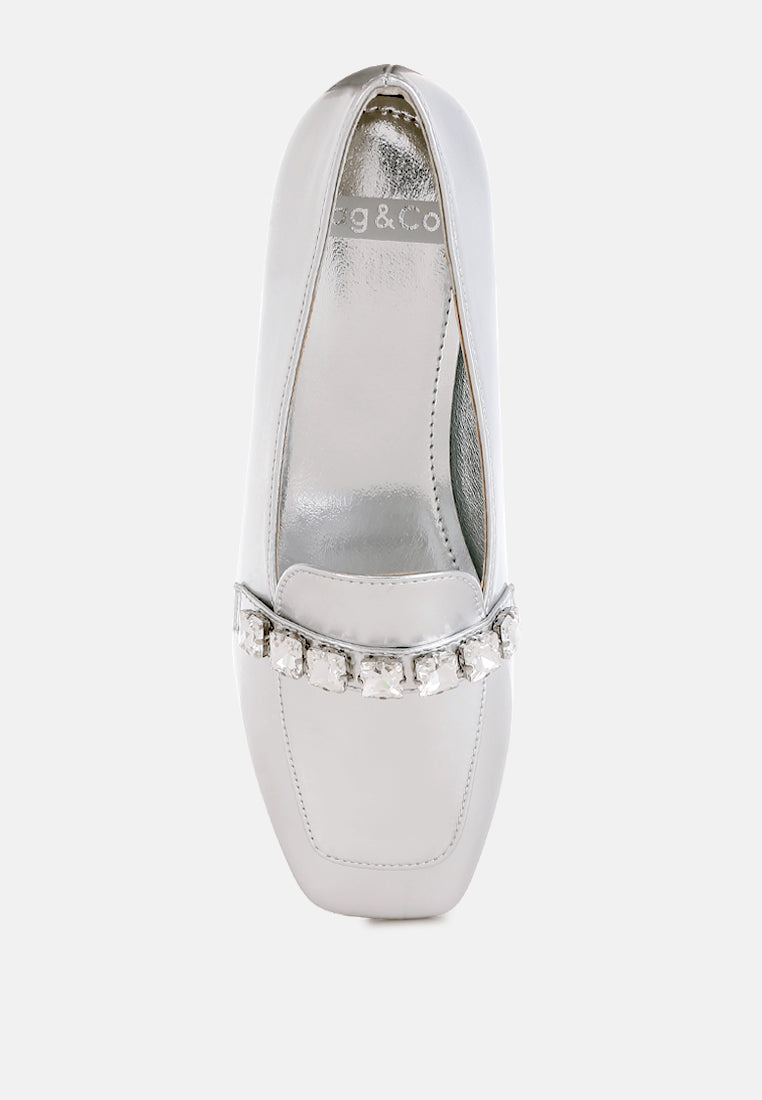  Celosia Metallic Diamante Strap Loafers