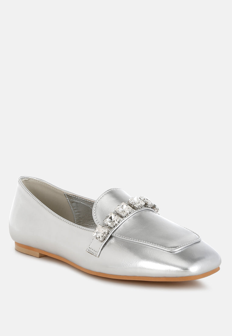  Celosia Metallic Diamante Strap Loafers