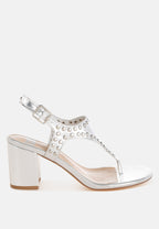  Chan Metallic Studded Statement Heels