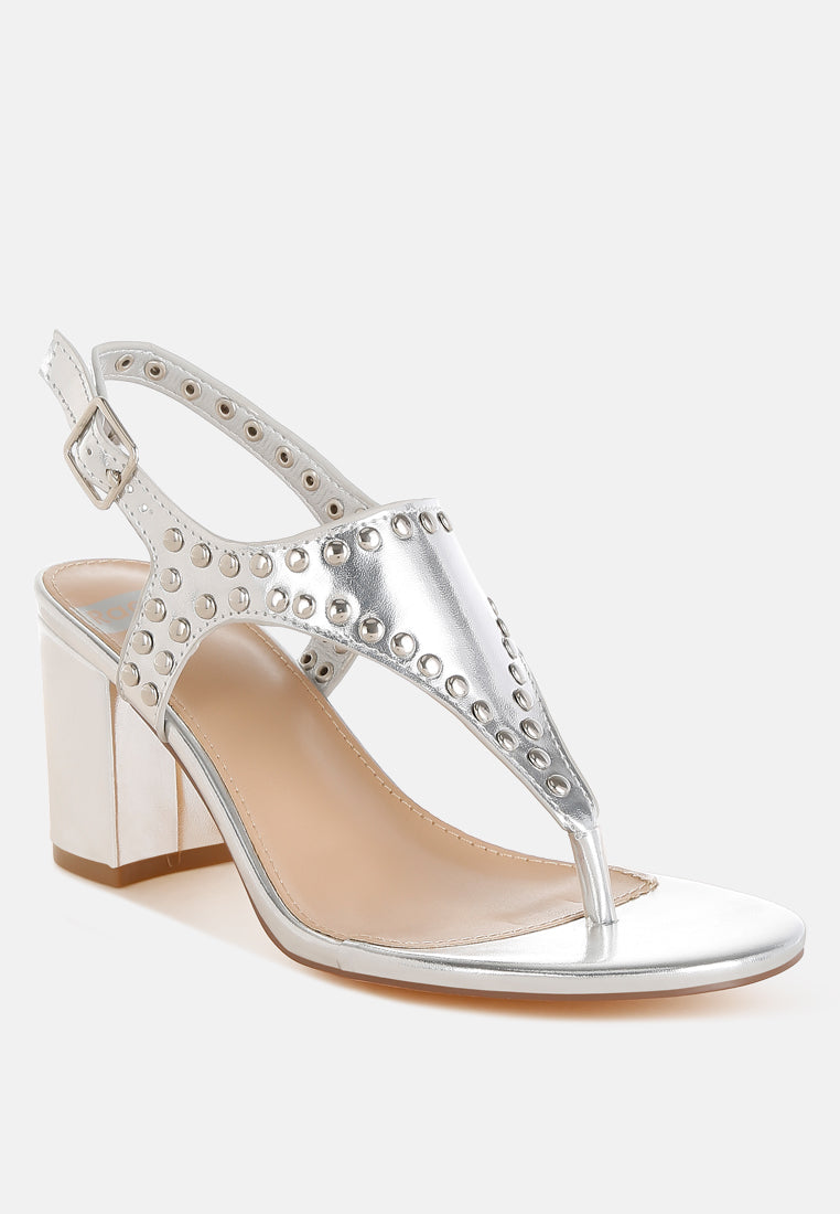  Chan Metallic Studded Statement Heels
