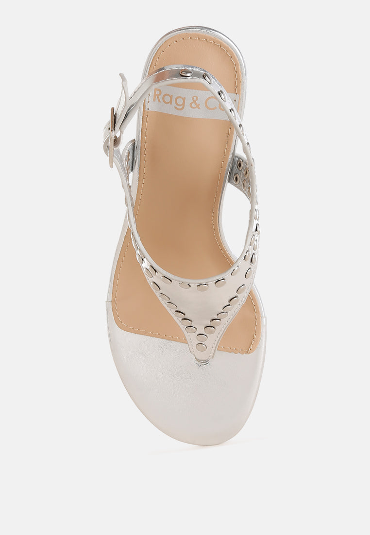  Chan Metallic Studded Statement Heels