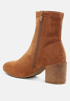  Chena Rhinestones Embellished Block Heel Boots