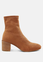  Chena Rhinestones Embellished Block Heel Boots