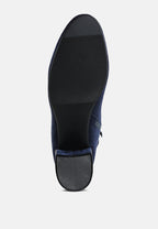  Chena Rhinestones Embellished Block Heel Boots