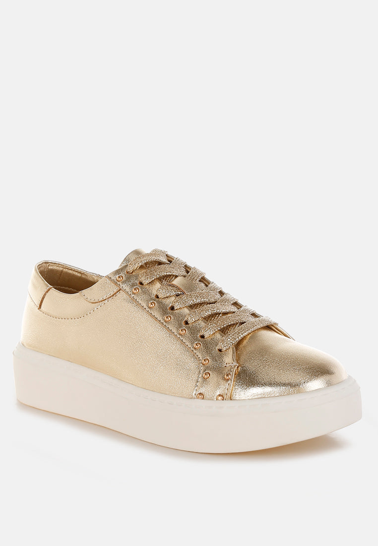  Cincinati Metallic Pleather Chunky Sneakers