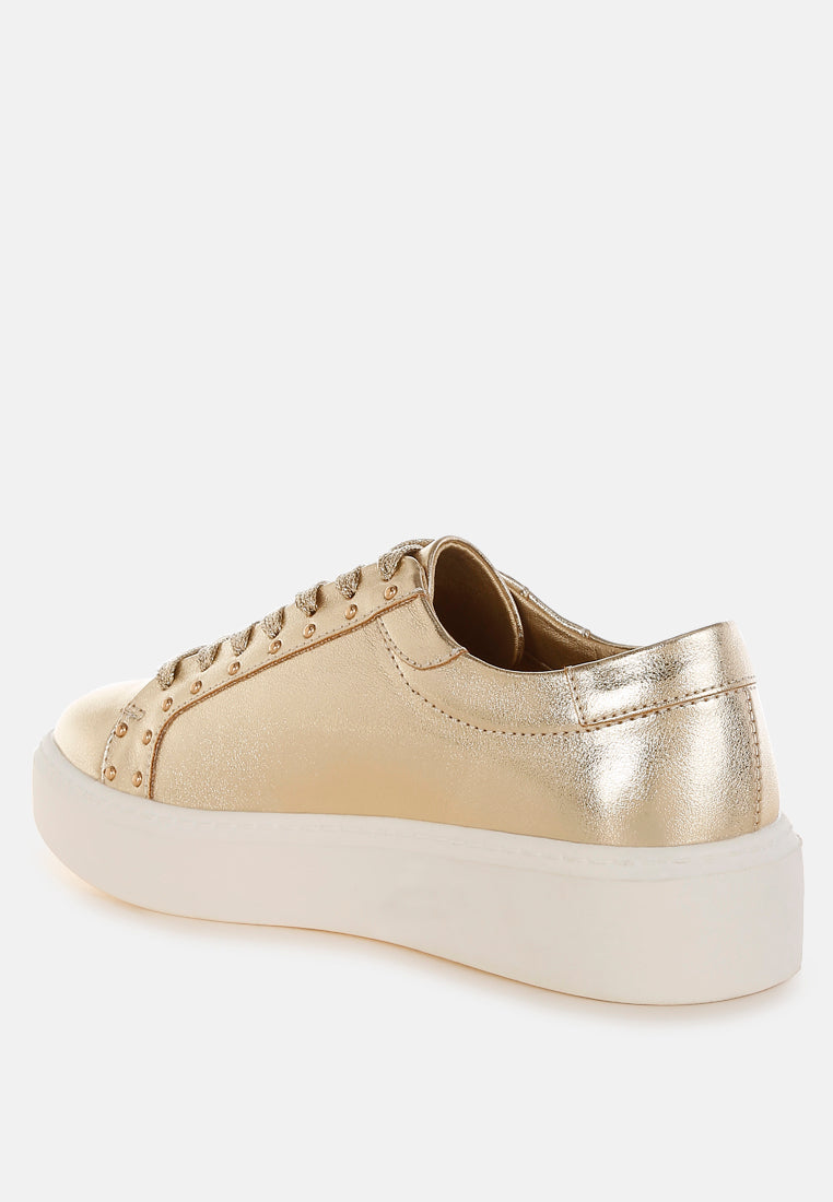  Cincinati Metallic Pleather Chunky Sneakers