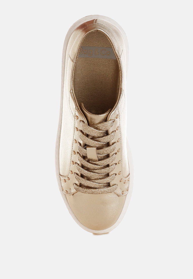  Cincinati Metallic Pleather Chunky Sneakers