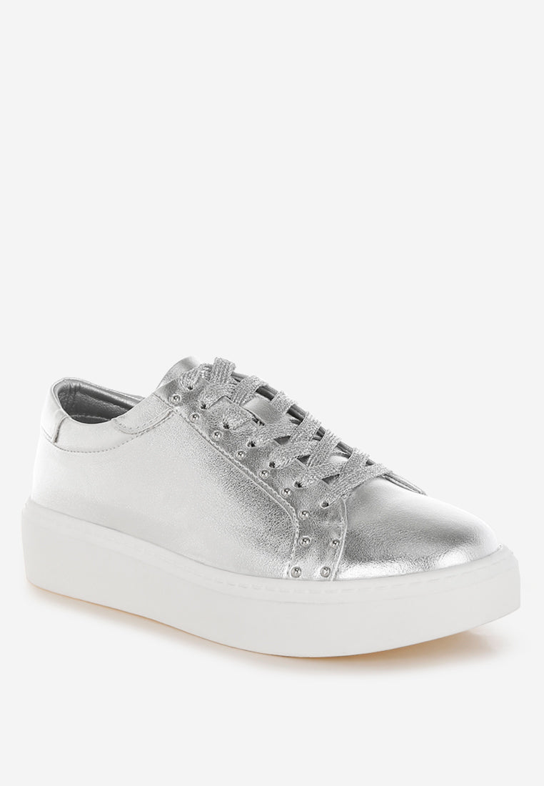  Cincinati Metallic Pleather Chunky Sneakers