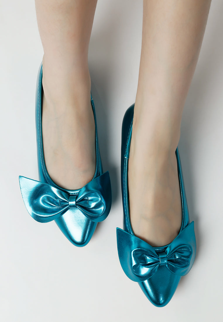  Bromelia Metallic Pleather Bow Ballerinas