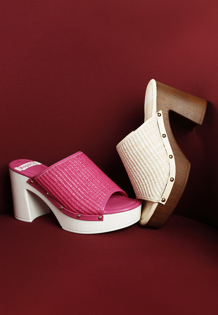  Marengo Raffia Wooden Clogs