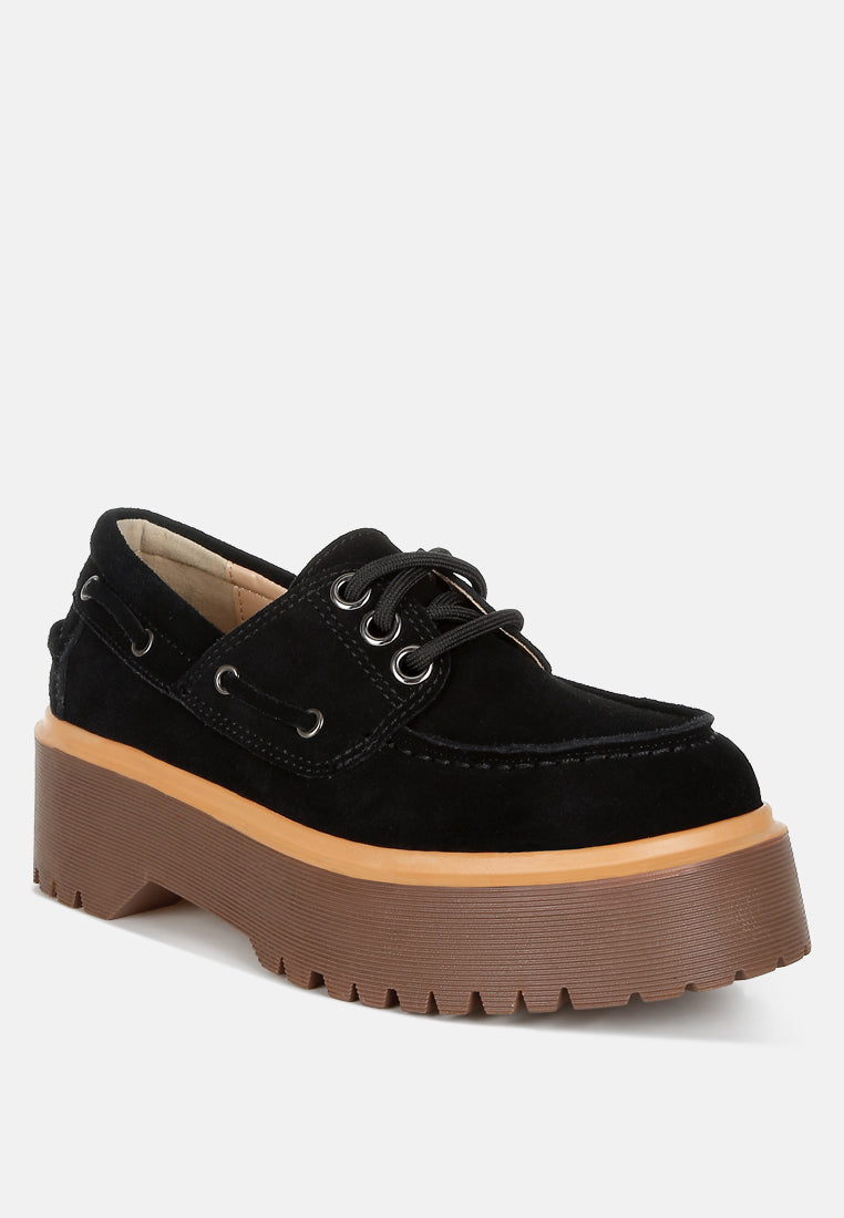  Cuckatoos Chunky Real Suede Leather Oxford Loafers