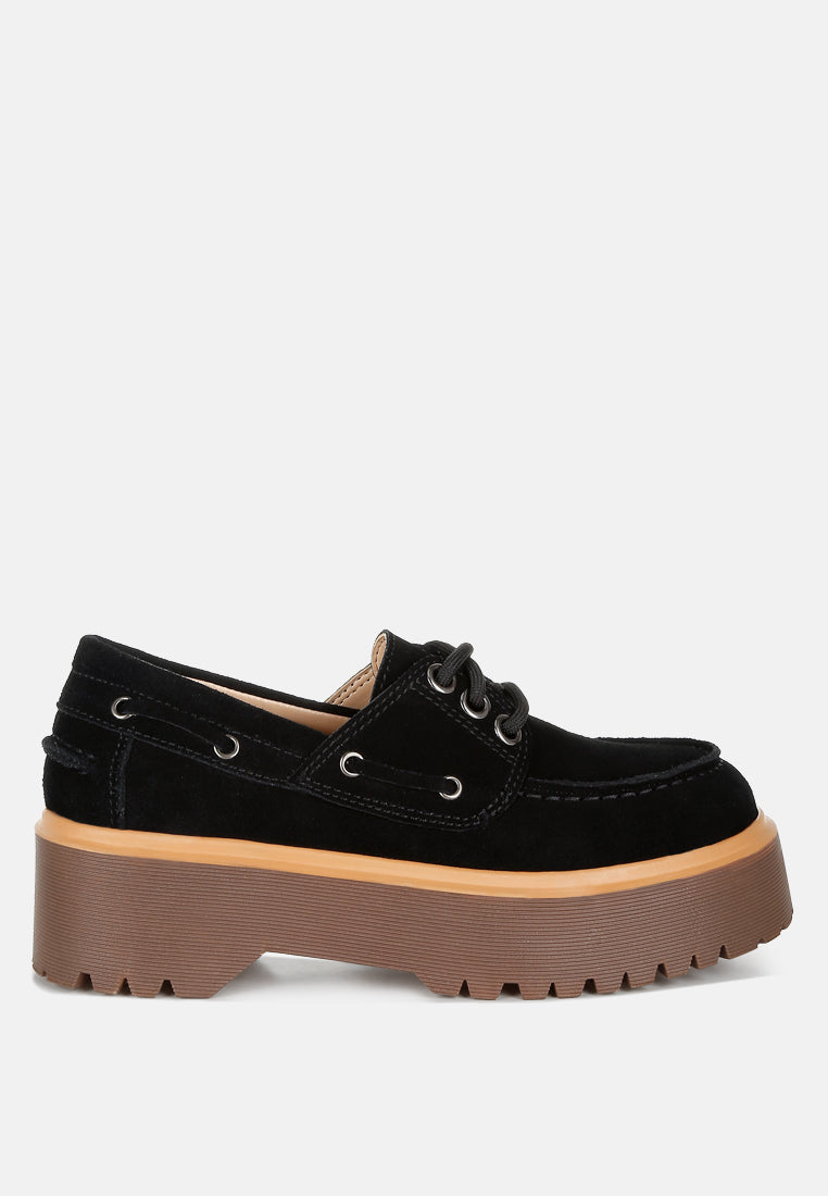  Cuckatoos Chunky Real Suede Leather Oxford Loafers