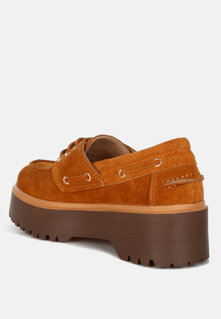  Cuckatoos Chunky Real Suede Leather Oxford Loafers