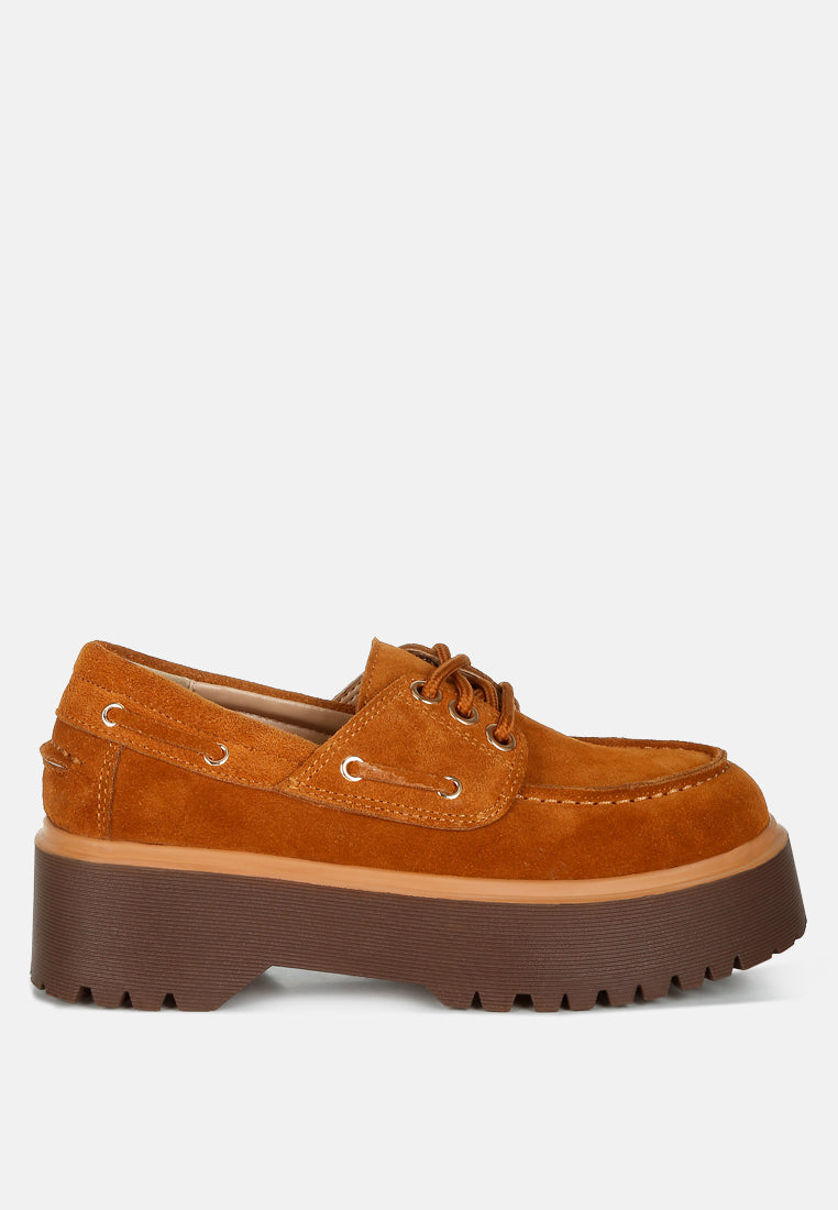  Cuckatoos Chunky Real Suede Leather Oxford Loafers