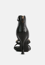  DAKOTA Metal Chain Embellishment Sandals In Black