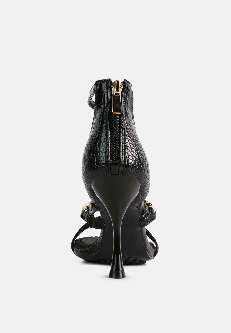  DAKOTA Metal Chain Embellishment Sandals In Black