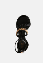  DAKOTA Metal Chain Embellishment Sandals In Black