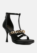  DAKOTA Metal Chain Embellishment Sandals In Black
