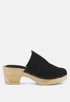  DARCIE Black Suede Clogs