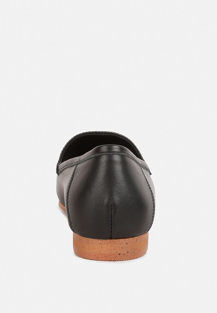  DARETH Horsebit Flat Heel Loafers In Black
