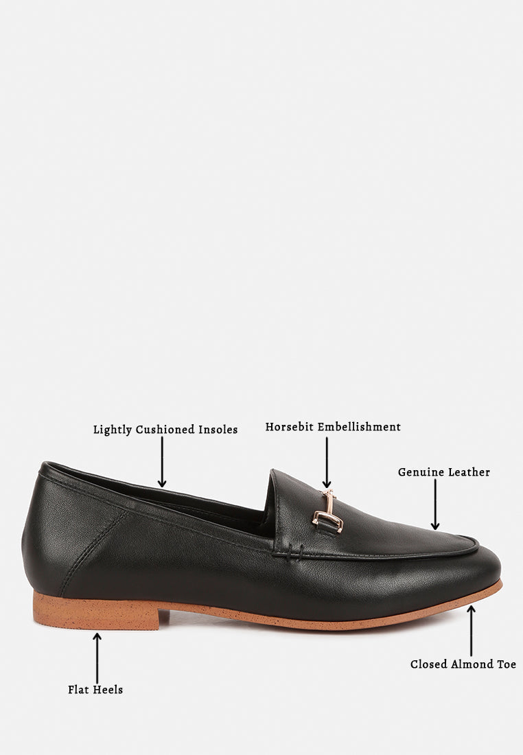  DARETH Horsebit Flat Heel Loafers In Black