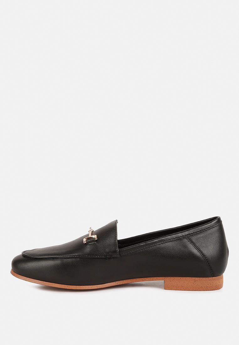  DARETH Horsebit Flat Heel Loafers In Black