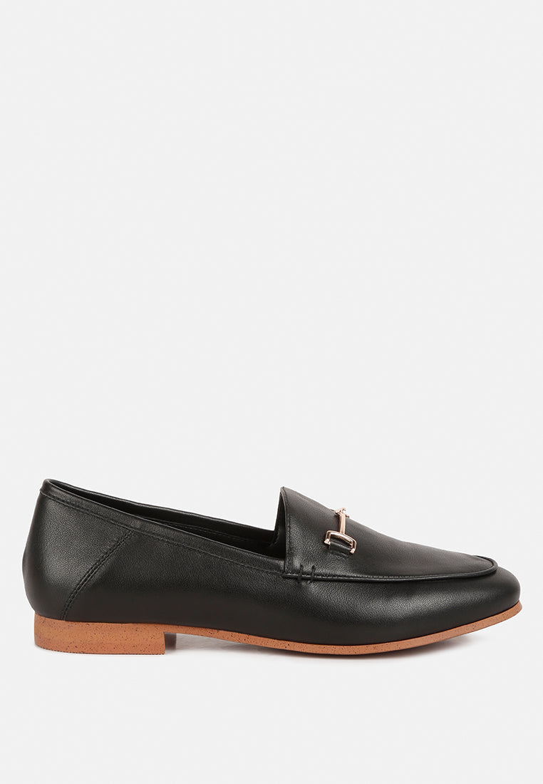  DARETH Horsebit Flat Heel Loafers In Black