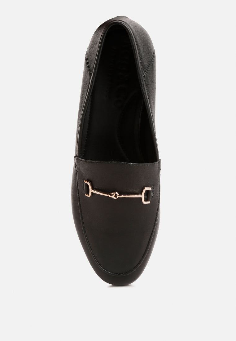  DARETH Horsebit Flat Heel Loafers In Black