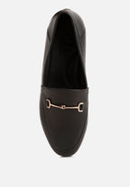  DARETH Horsebit Flat Heel Loafers In Black