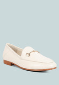  DARETH Horsebit Flat Heel Loafers In Off White