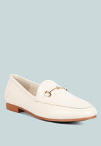  DARETH Horsebit Flat Heel Loafers In Off White