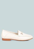  DARETH Horsebit Flat Heel Loafers In Off White