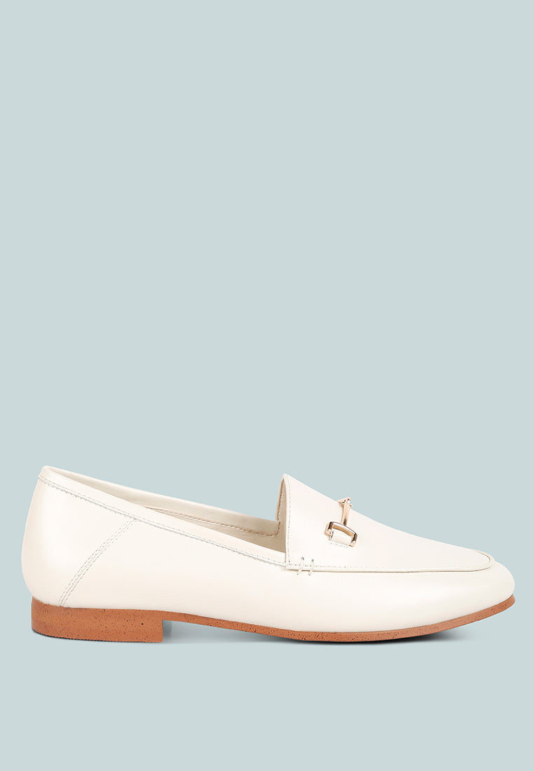  DARETH Horsebit Flat Heel Loafers In Off White