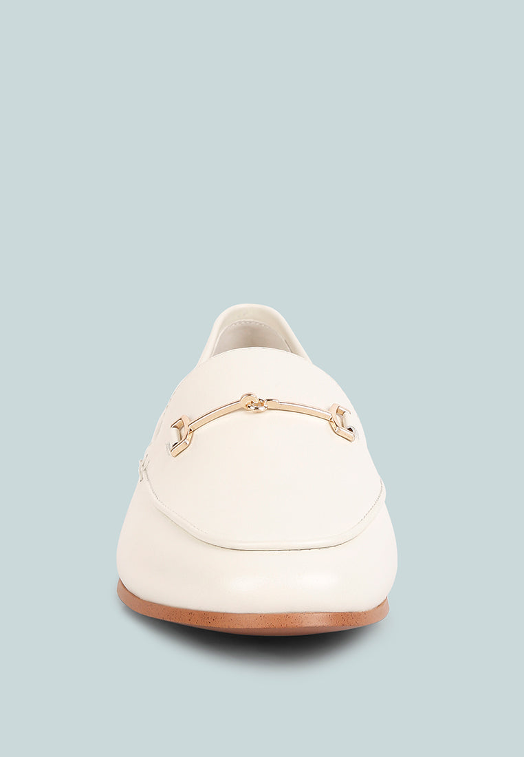  DARETH Horsebit Flat Heel Loafers In Off White