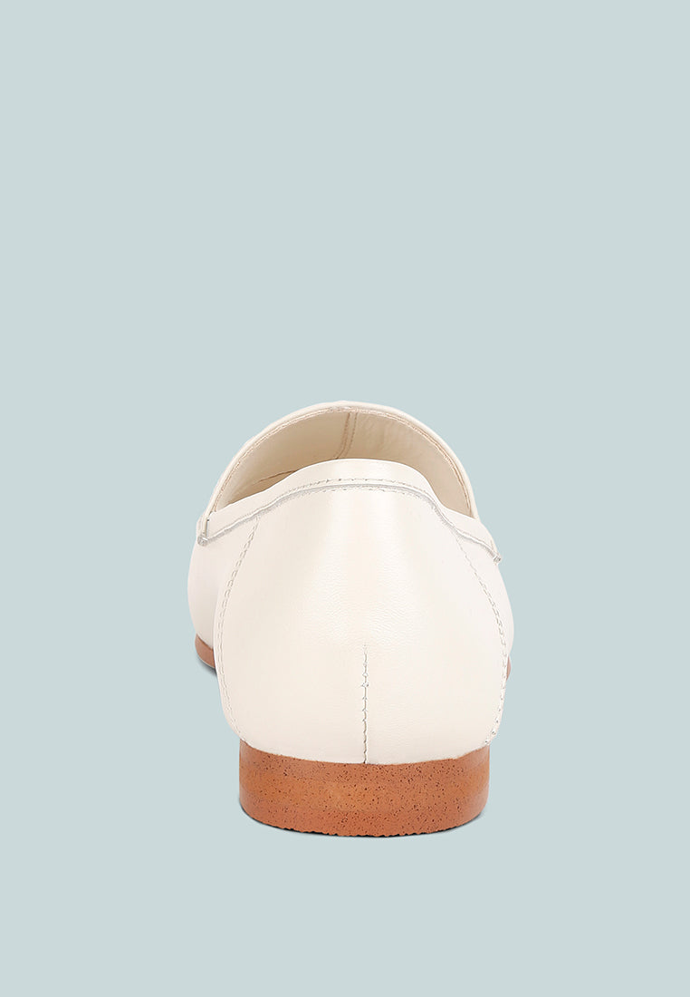  DARETH Horsebit Flat Heel Loafers In Off White