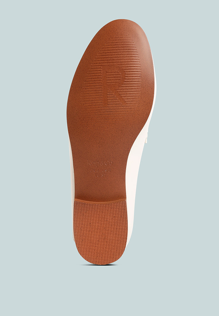 DARETH Horsebit Flat Heel Loafers In Off White