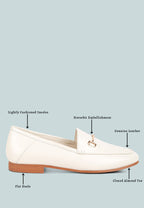  DARETH Horsebit Flat Heel Loafers In Off White