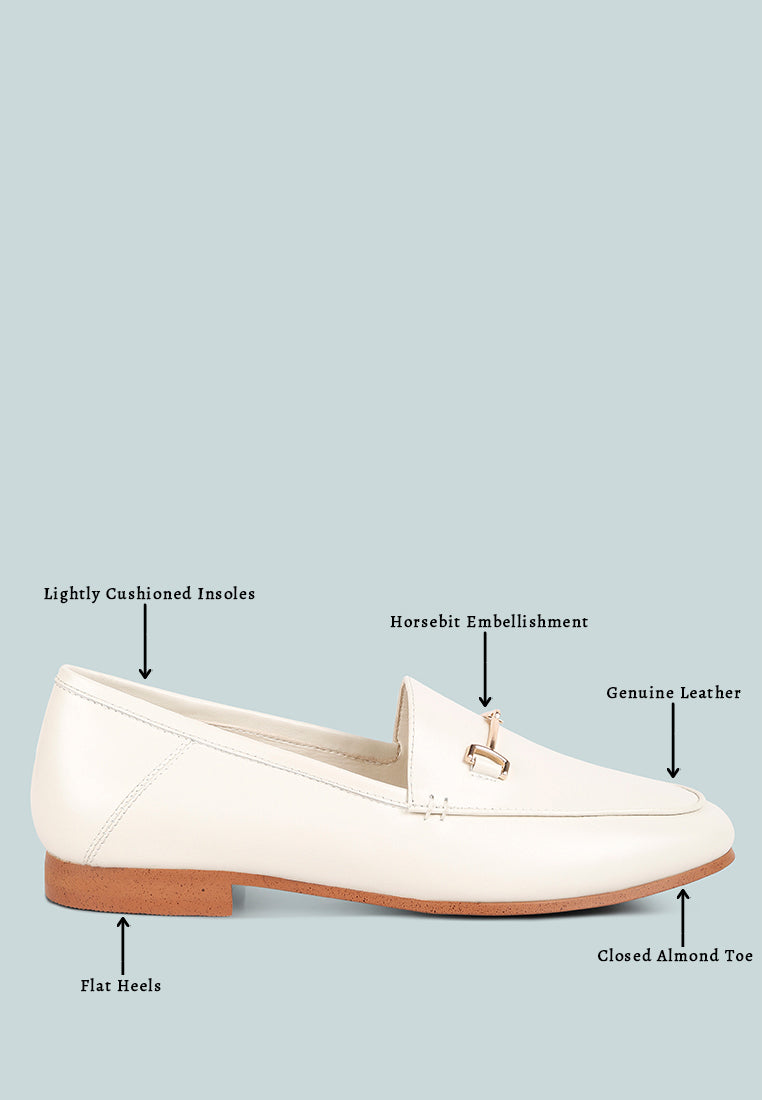  DARETH Horsebit Flat Heel Loafers In Off White