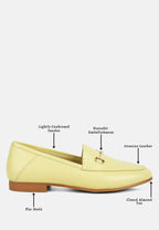  DARETH Horsebit Flat Heel Loafers In Yellow