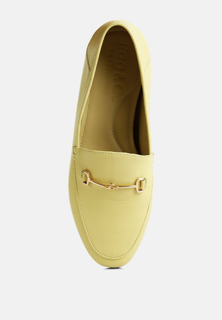  DARETH Horsebit Flat Heel Loafers In Yellow